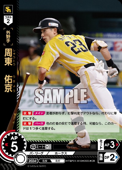 周東　佑京(福岡ソフトバンクホークス)(OR) 【TBP01-H18OR】